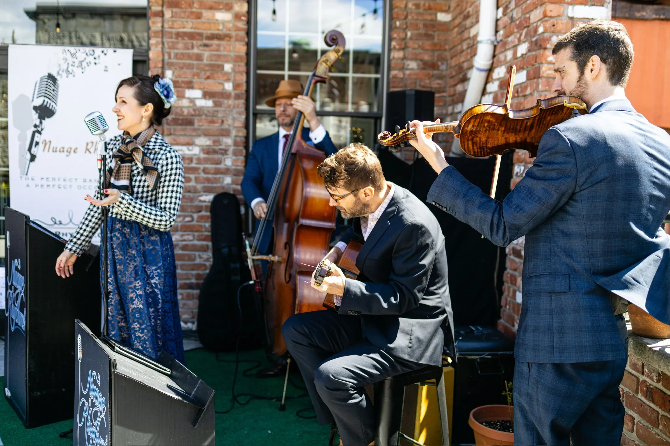 String trio performing at an event
